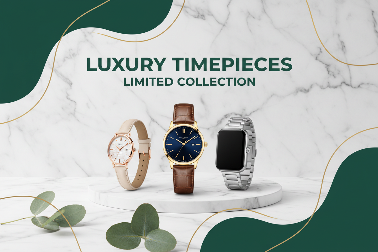 Luxury Watches Banner - Full Green Text